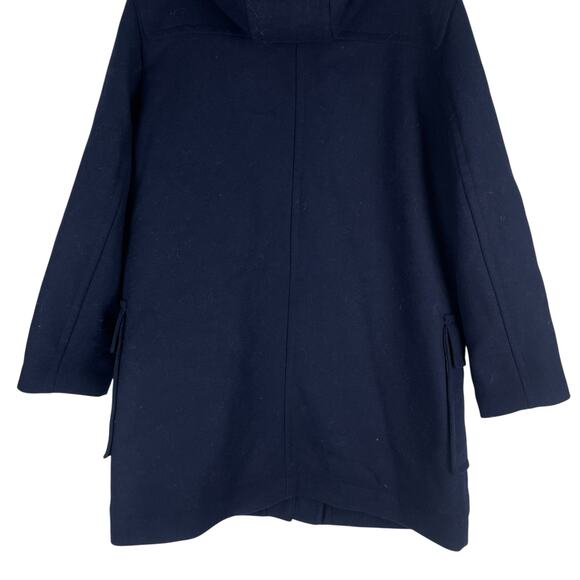 Ann Taylor Weekend Collection Faux Fur Trim Wool Duffle Coat Blue Size M - Picture 11 of 12